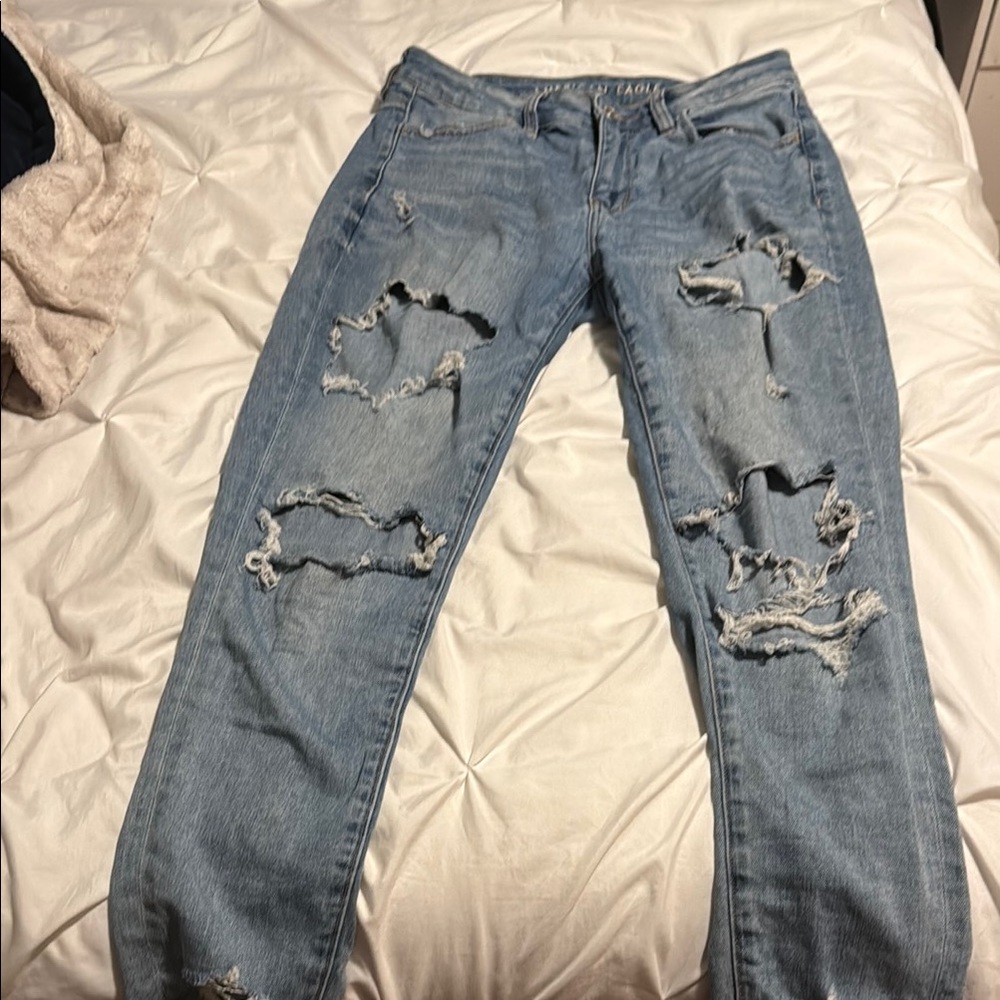 American Eagle Outfitters Blue Boyfriend Jeans Distressed